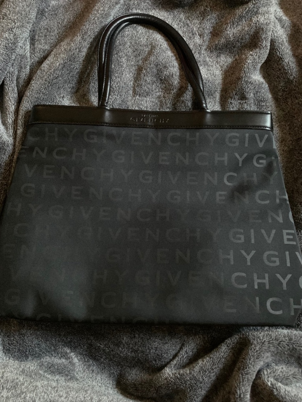 GIVENCHY Black Logo Monogrammed Interior Vintage Tote Bag